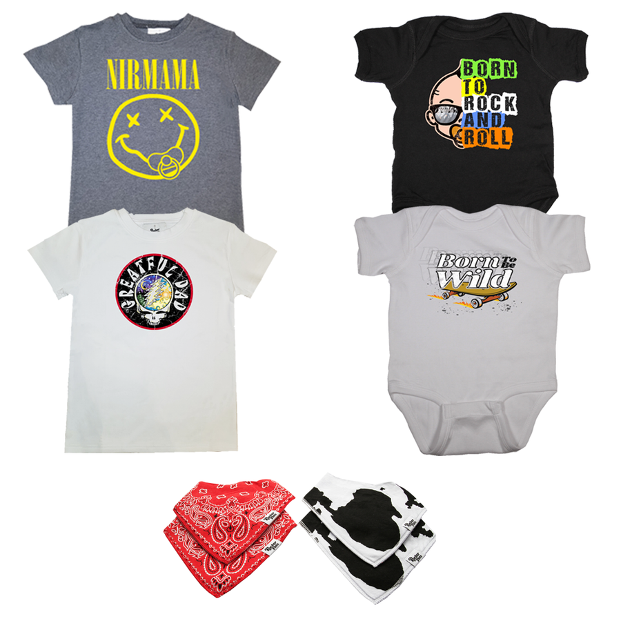 Born to Rock - Mommy / Daddy T-Shirt + Baby Rompers