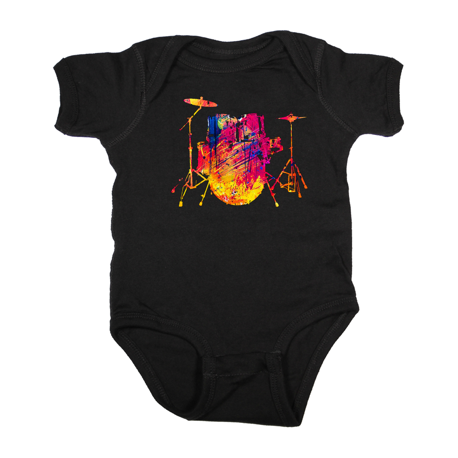 Baby Rock Onesie drums watercolor black