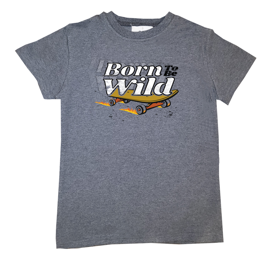 Kids Shirt Born to be Wild skateboard grey