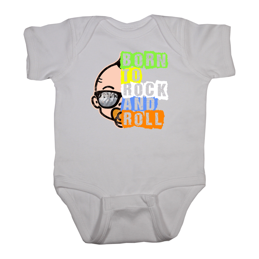 born to rock and roll baby onesie rock shirt white