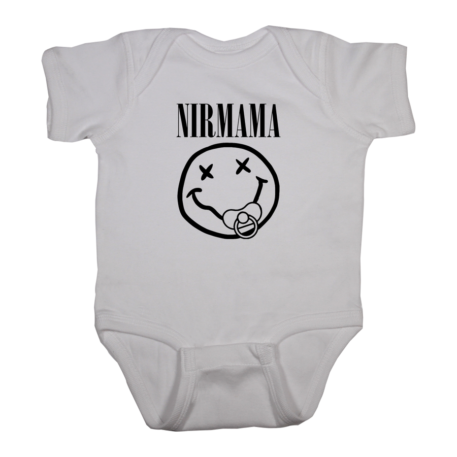Baby rock shirt onesie Nirmama Nirvana smiley white