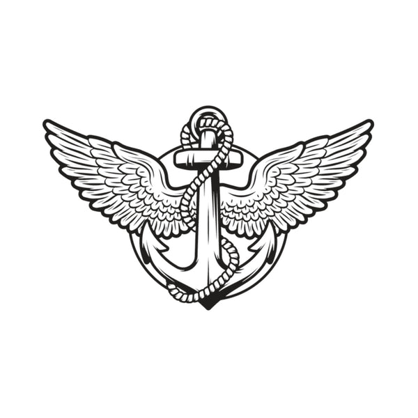 Anchor With Wing Black