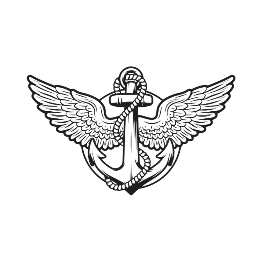 Anchor With Wing Black