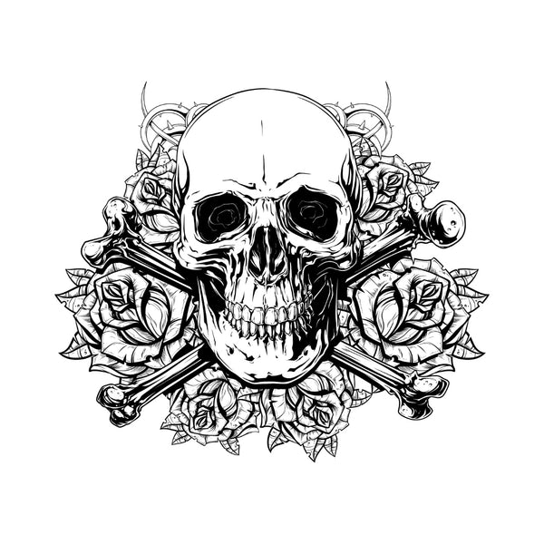 Rose Skull Bones Black
