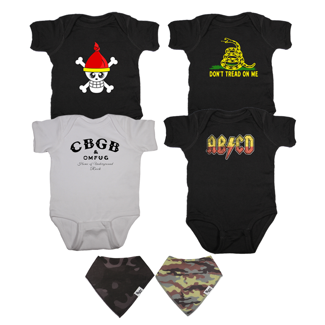 Baby onesie band shirt pack of 4 camo bibs