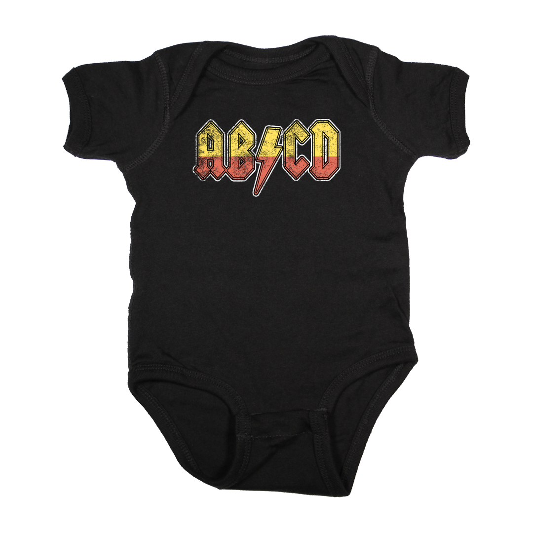 Baby Rock Onesie Black abcd acdc