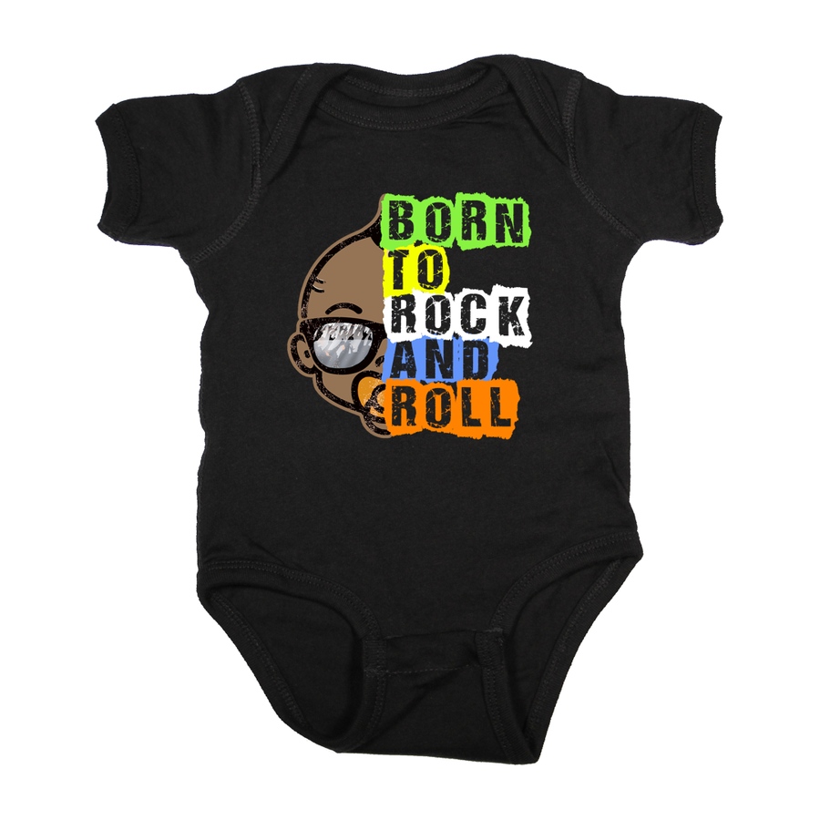 born to rock and roll baby onesie rock shirt black