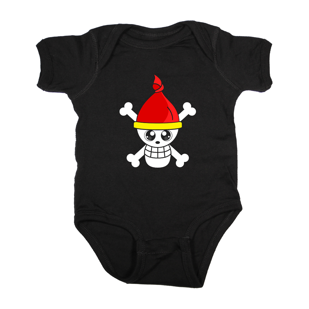 rock baby onesie jolly roger black