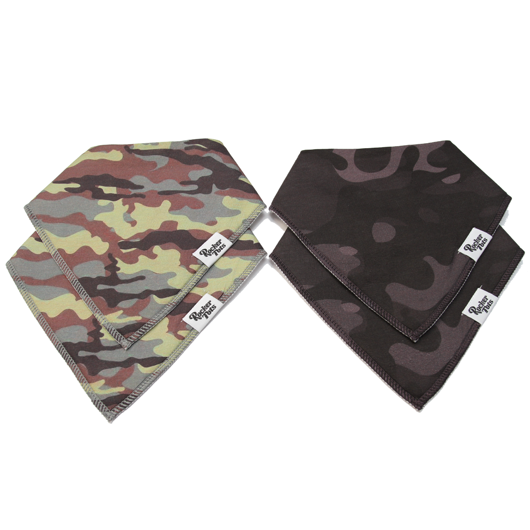 cotton muslin baby snap bibs camo 4 pack