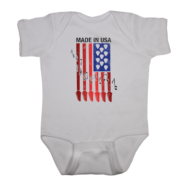 Baby Romper onesie patriotic flag white