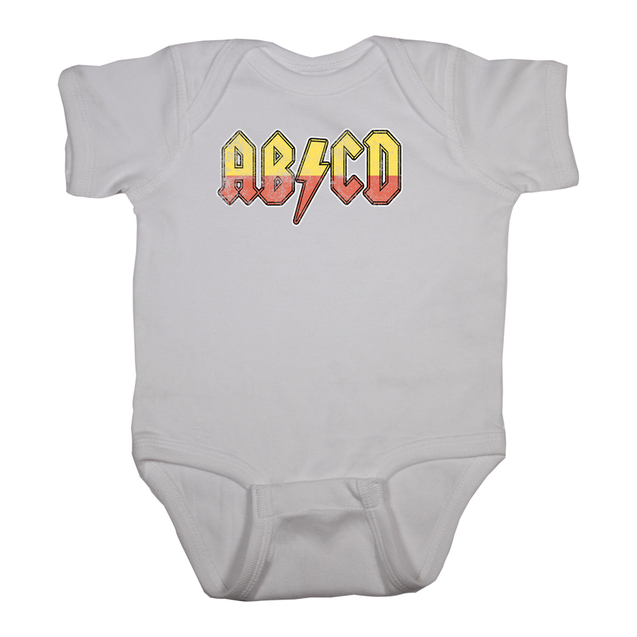 Baby rock onesie shirt abcd acdc white